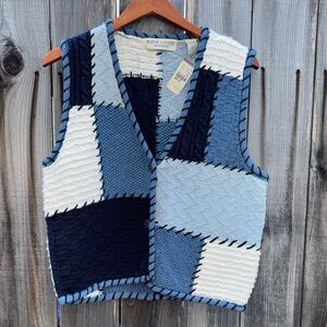 Marsh Landing Vintage Quilted Knit Vest Top Size Small